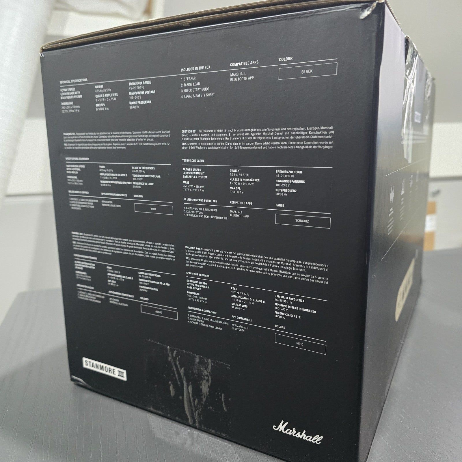 Marshall Stanmore III Bluetooth Speaker Black Home Wireless Audio #A 211A16