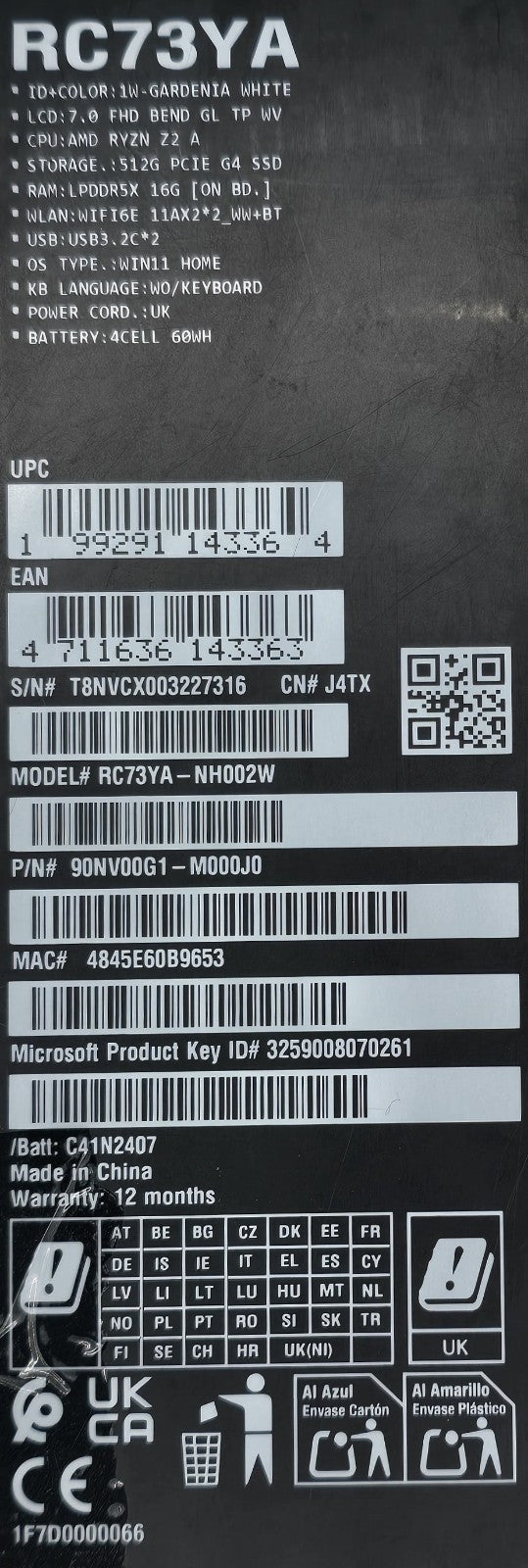 ASUS ROG Xbox Ally Handheld Games Console 512GB SSD 16GB RAM 7" Screen Grade A14