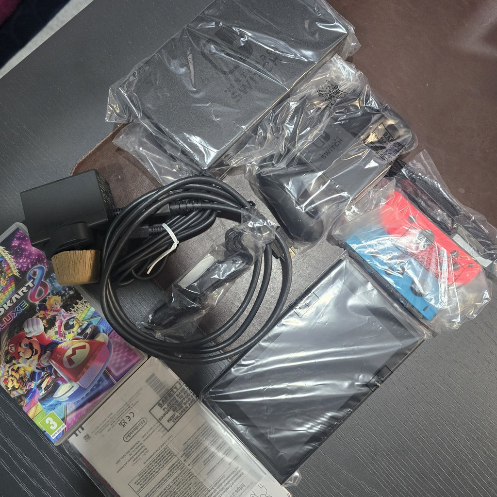 Nintendo Switch V2 Neon Console 32GB + Mario Kart 8 Deluxe Improved Battery Mint1