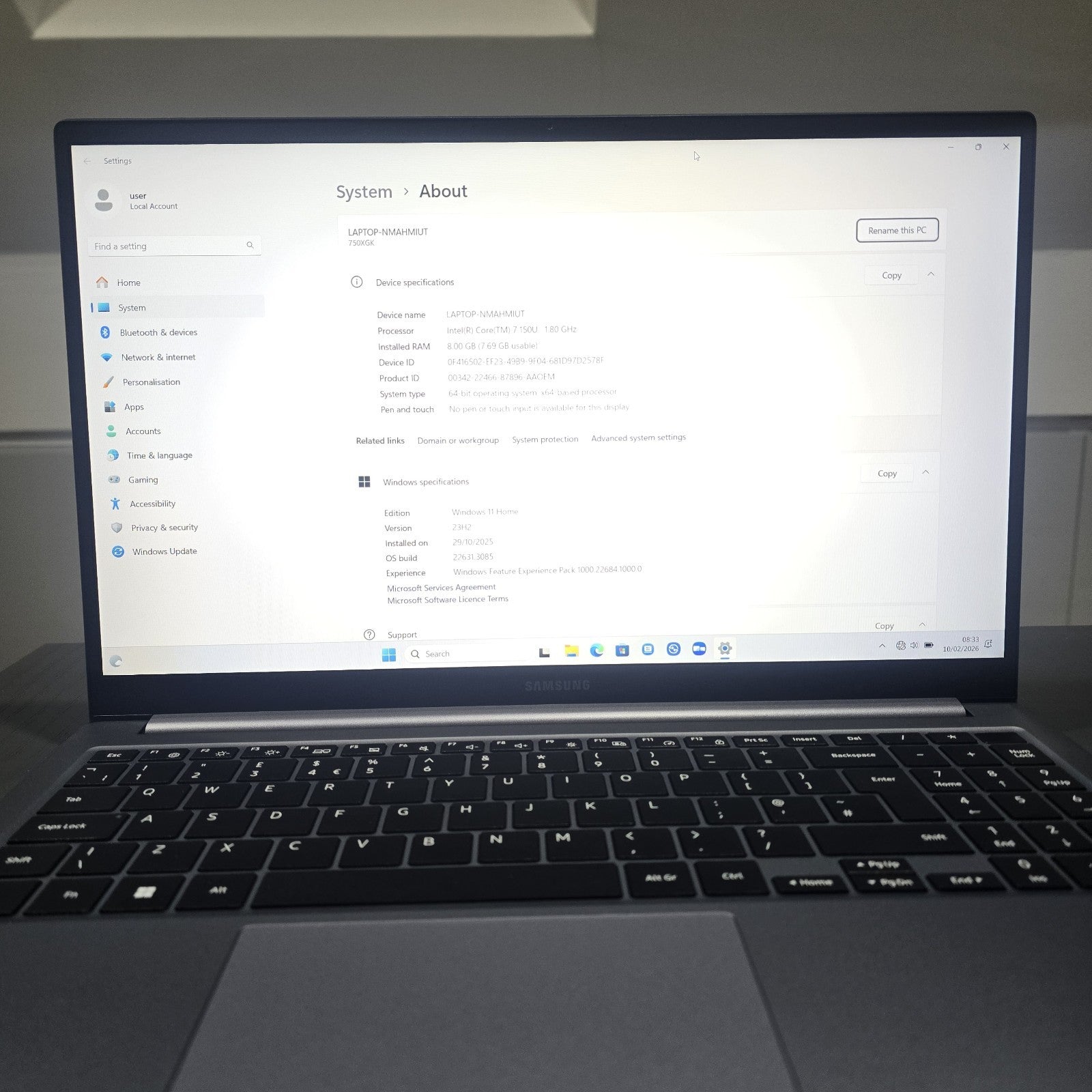 Samsung Galaxy Book4 512GB Gray Grade A Core 7 15.6” 2025 #120A11