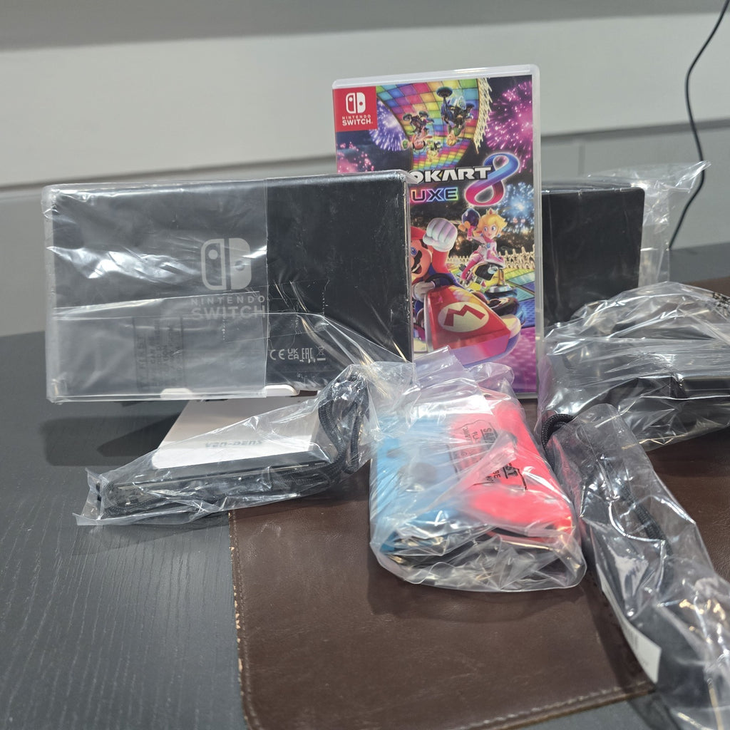 Nintendo Switch V2 Neon Console 32GB + Mario Kart 8 Deluxe Improved Battery Mint7