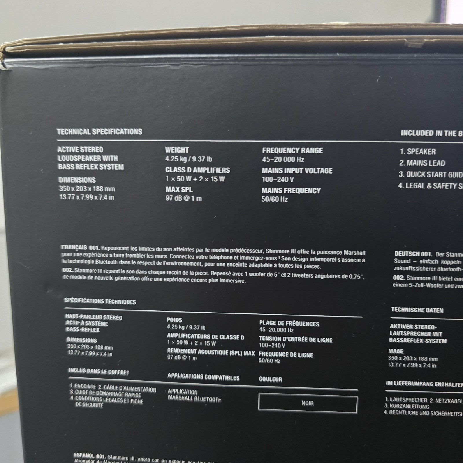 Marshall Stanmore III Bluetooth Speaker Black Home Wireless Audio #A 211A17