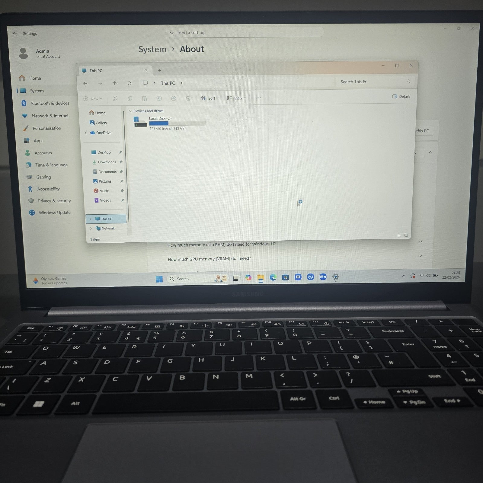 Samsung Galaxy Book4 i5 8GB 256GB 15.6" Grade C Issue #105A10