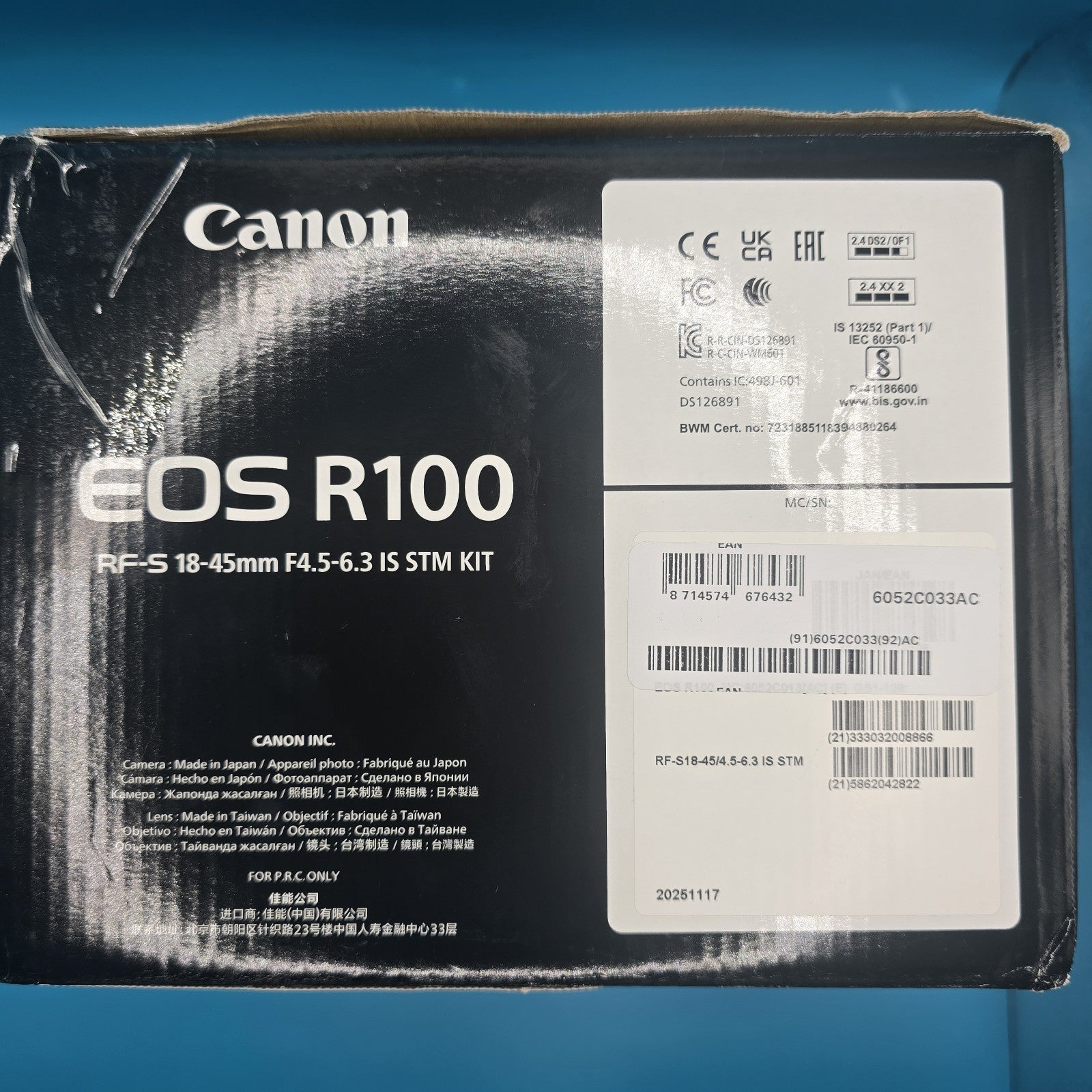 Canon Digital Camera EOS R100 18-45mm Lenses 4K UHD 24.1MP Black Boxed #A 191A20
