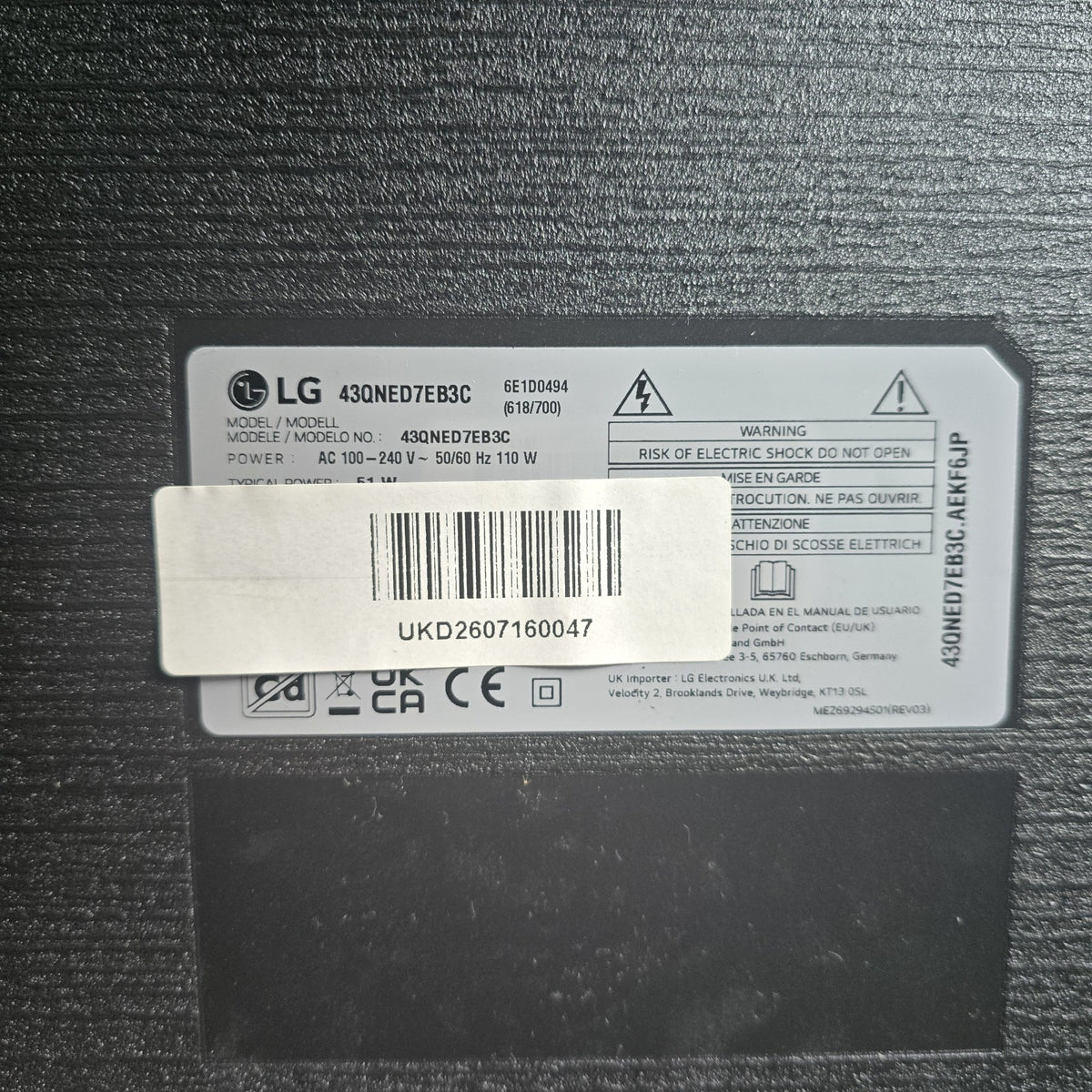 LG 43QNED7EB3C 43" QNED AI 4K MiniLED Smart TV 2026 Black Grade A 241A/B10