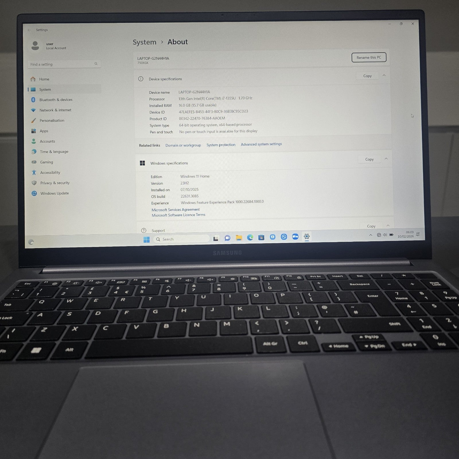 Samsung Galaxy Book4 512GB Gray Grade B Core 7 15.6” 2025 #120B8