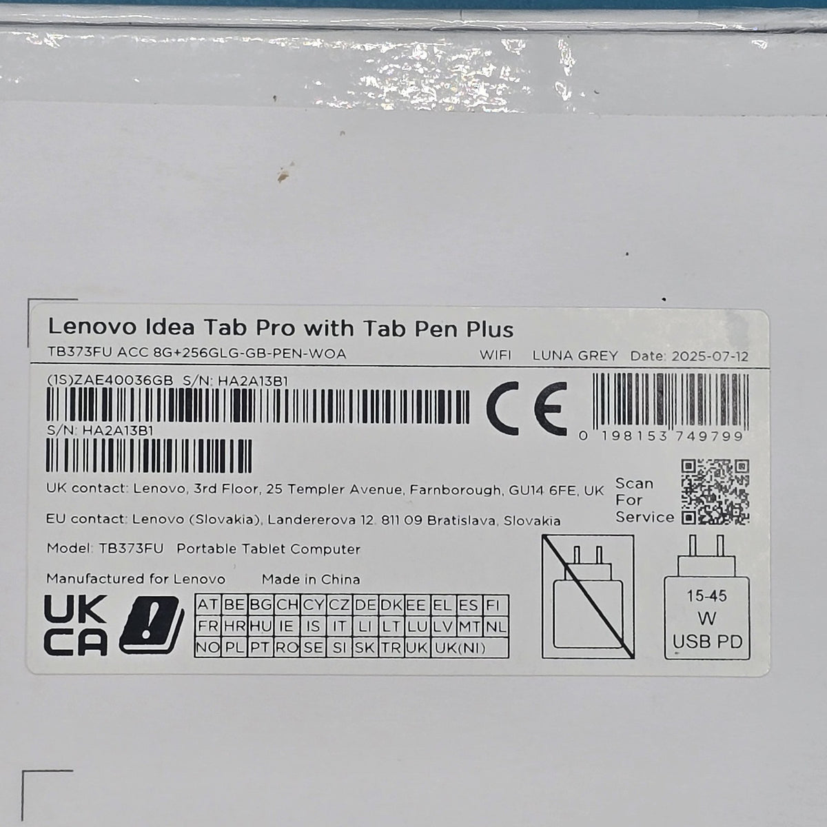 Lenovo Idea Tab Pro 12.7 8GB 256GB Pen WiFi Tablet Luna Grey Grade A 172A/B19