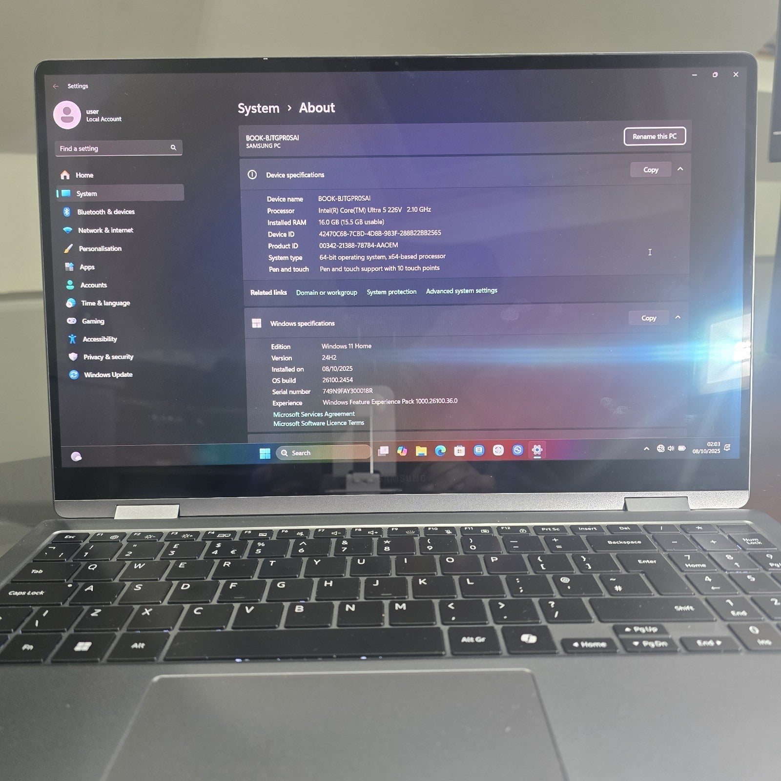 Samsung Galaxy Book5 360 256GB Gray Grade A Excellent Condition #106B10