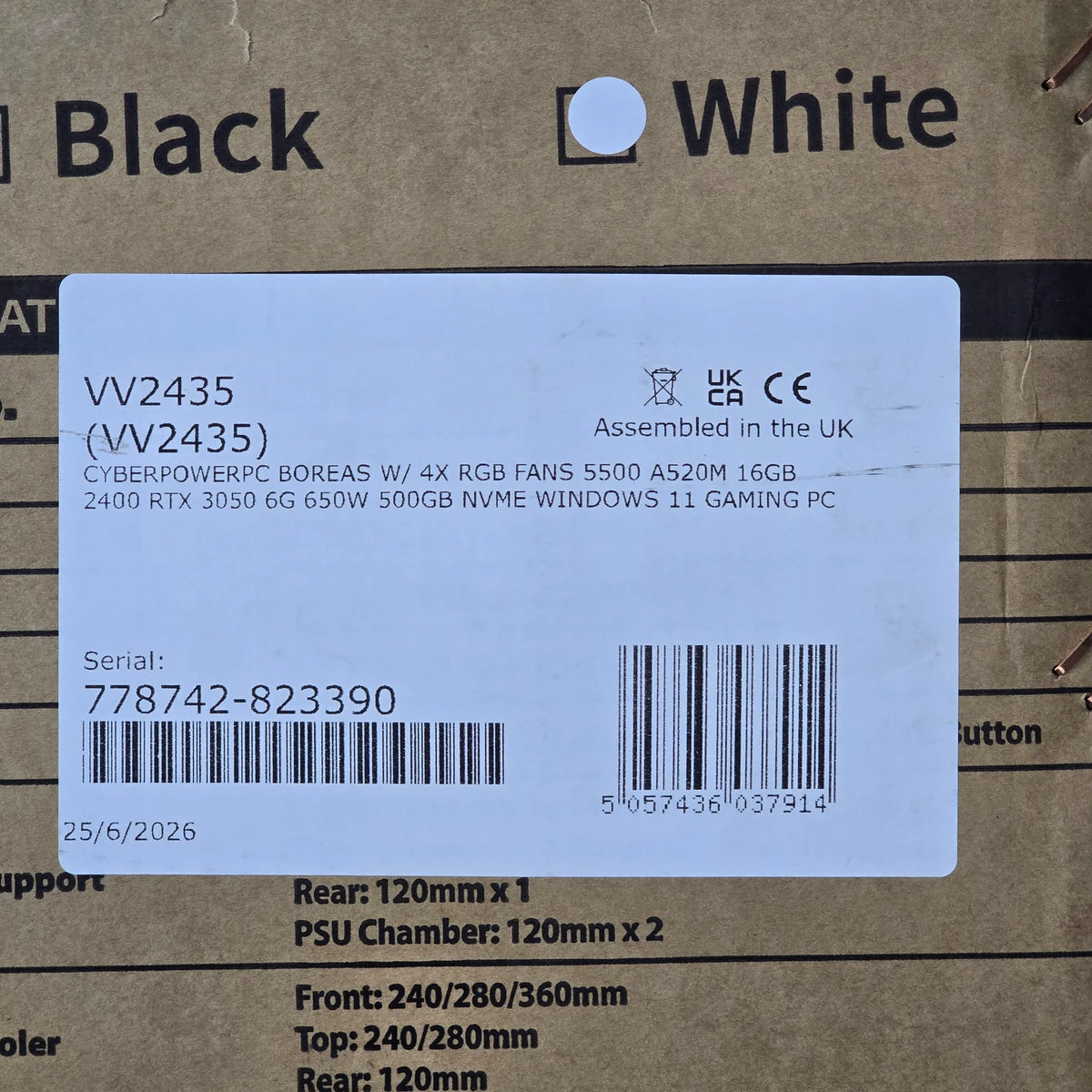 CyberPowerPC VV2435 AMD Ryzen 5 5500 RTX 3050 500GB SSD 16GB DDR4 Grade A — photo 3